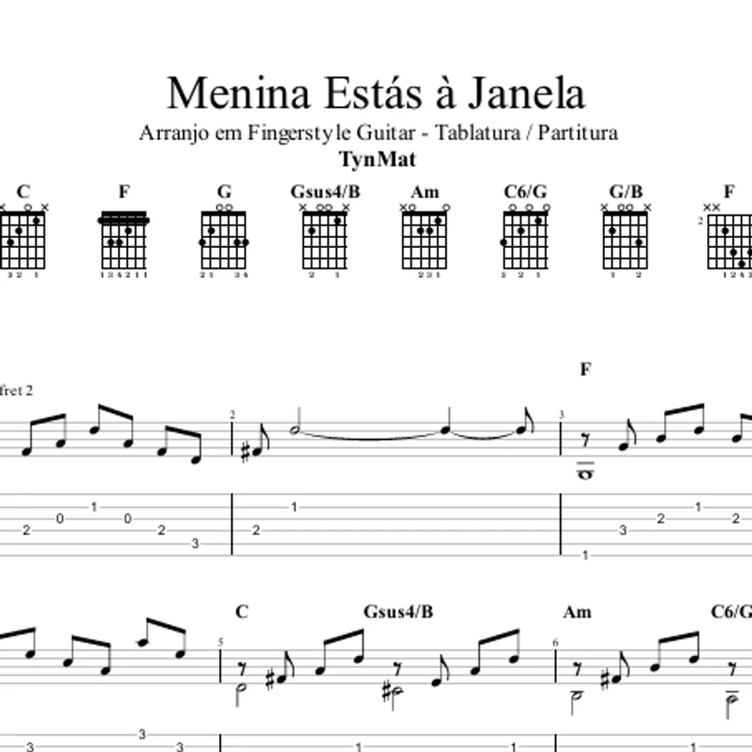 Menina Estás à Janela - Tablatura/Partitura - Fingerstyle Guitar